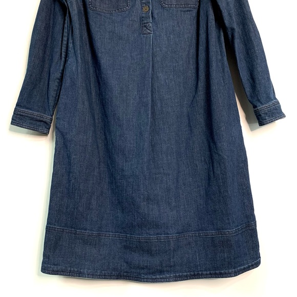Boden Lola Denim Shirt Dress Sz 8L Long Sleeve Collared Pockets Stretch Casual - Picture 6 of 11